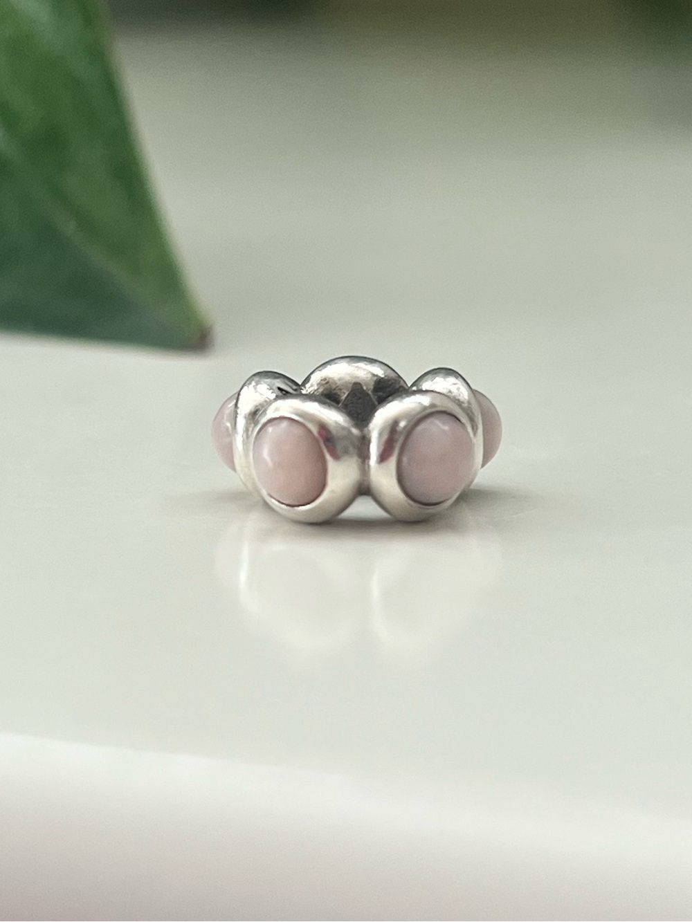 Rare Pandora Pink Opal Cabochon Spacer Charm, Retired, 925